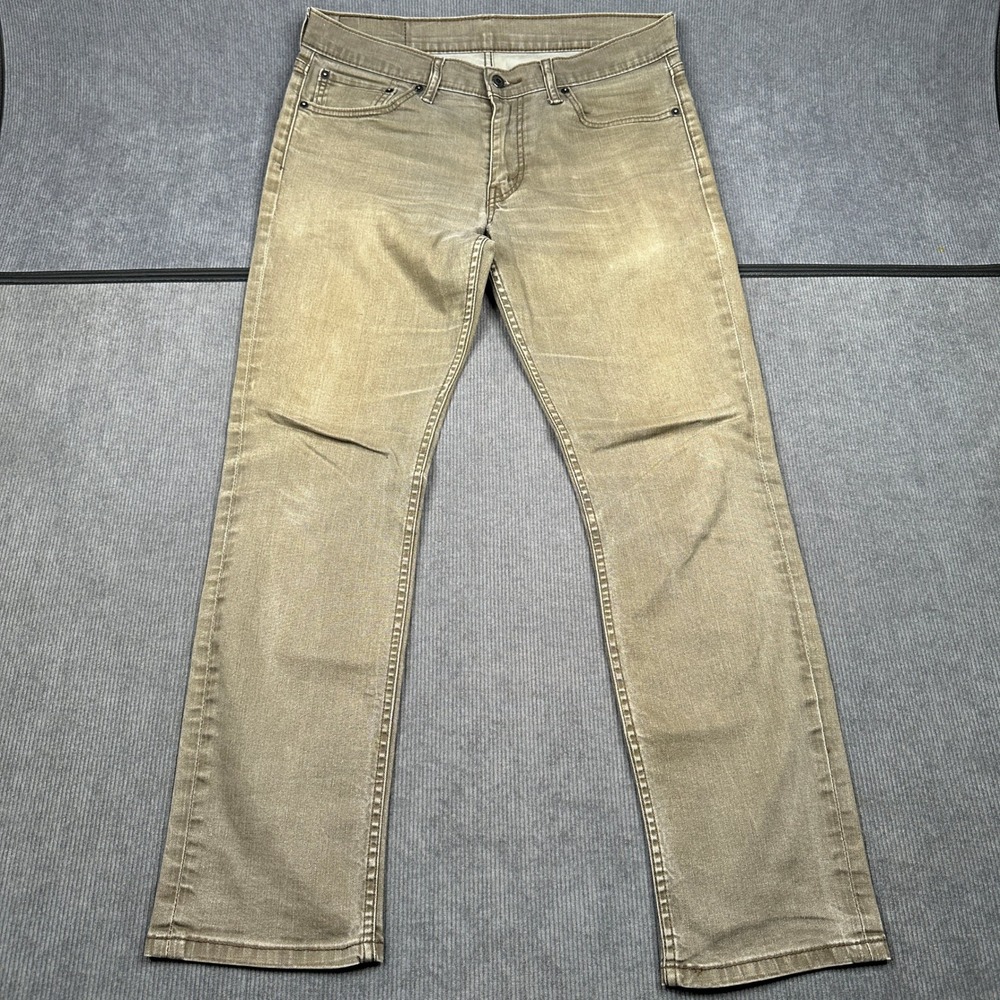 Levis 511 Slim Fit Jeans‎ Mens 33x32 Olive Khaki Tan Faded Denim Pants